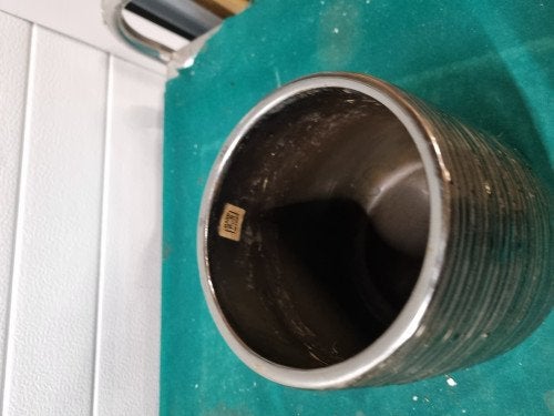bloempot zilverkleurig gestreept, Ophalen of Verzenden, 'T Olde Gre-j, Info@toldegrej.nl, Endepoelstraat 20f Didam