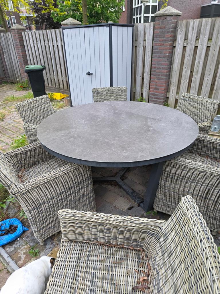 LIFE Outdoor Living  ronde tuintafel 150 cm, Tuin en Terras, Ophalen, Zo goed als nieuw, Rond, Aluminium