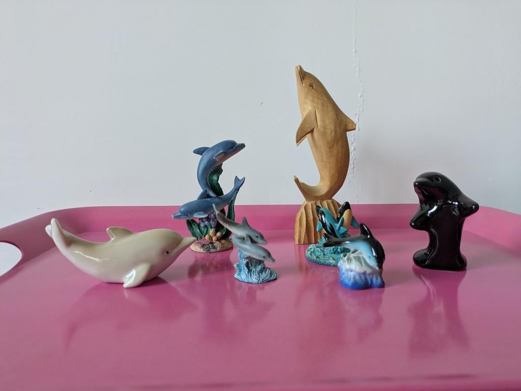 7x beeldje dolfijn, Ophalen of Verzenden, Gebruikt