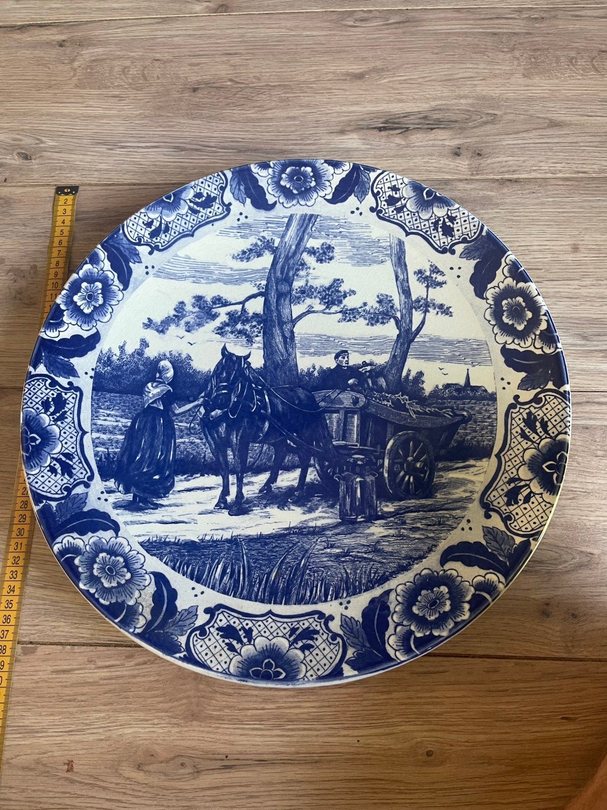 Prachtig heel groot Delfts blauw bord 40 cm, Ophalen of Verzenden