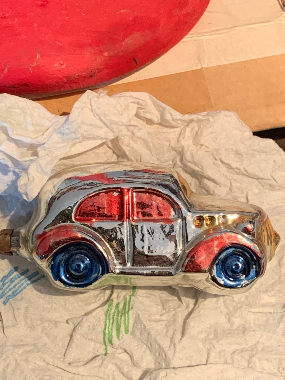 Glazen Kerstbal oldtimer, Diversen, Kerst, T, Ophalen of Verzenden, Zo goed als nieuw, N