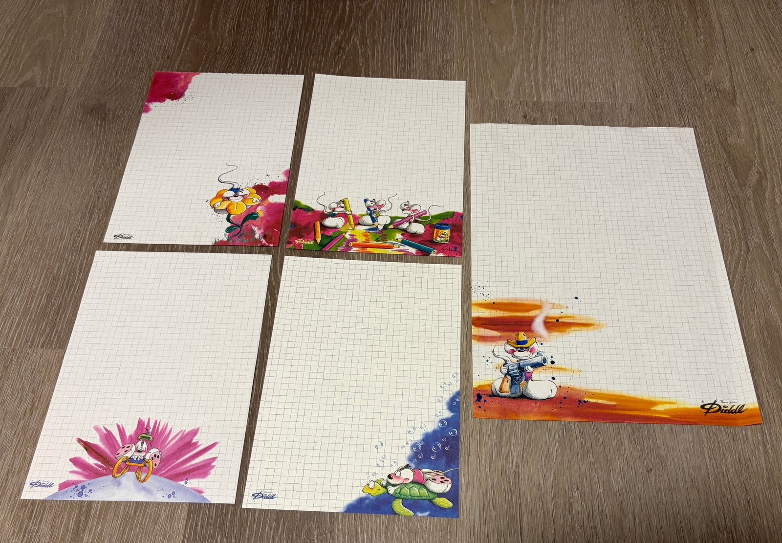 Diddl losse blaadjes A4 en A5 formaat, Verzamelen, Verzenden, Verschillende figuren, Zo goed als nieuw, Papier, Kaart of Schrift