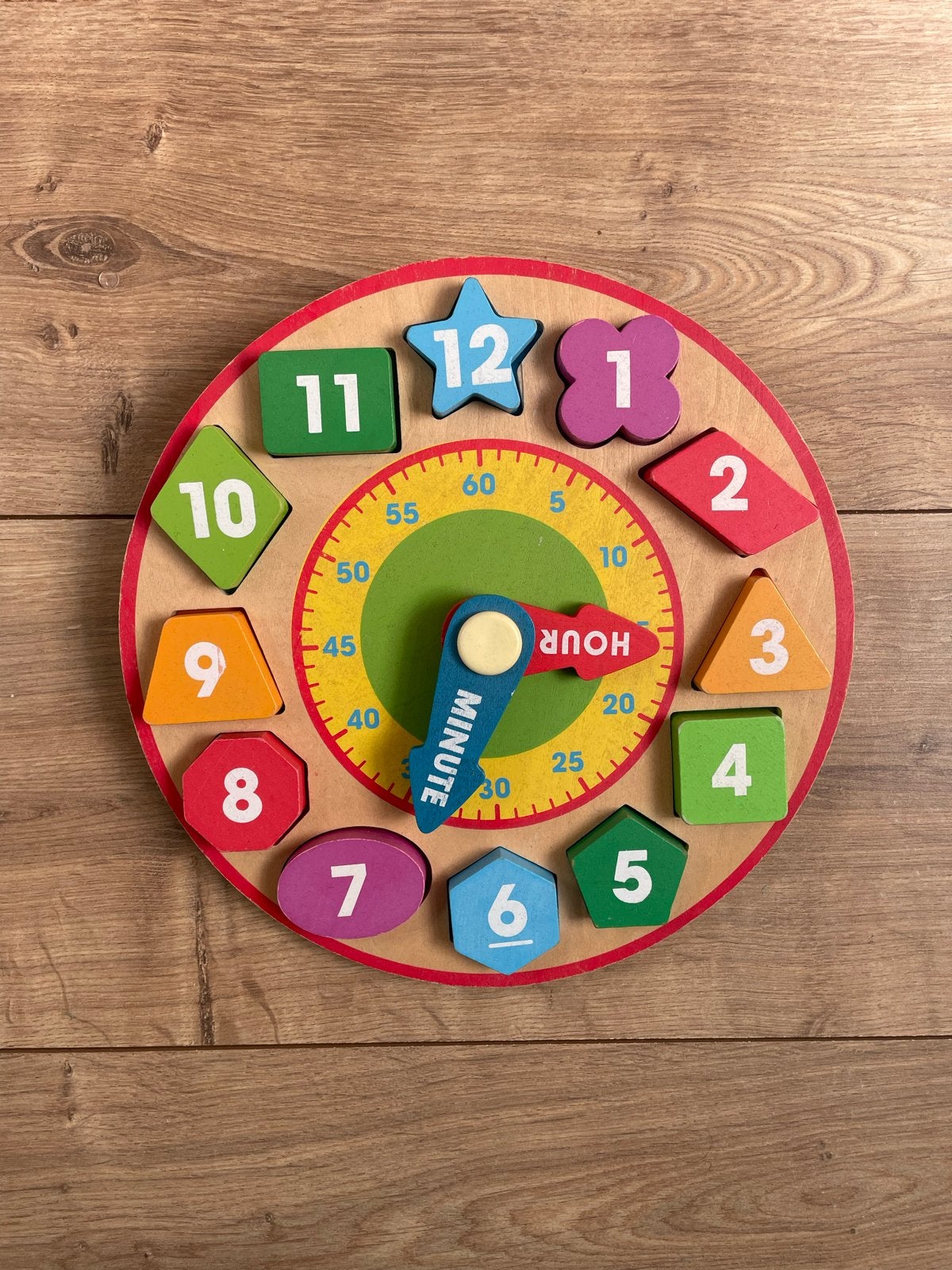 Melissa & Doug Houten Vormen Sorteerklok - Educatief Speelgo, Ophalen of Verzenden, Gebruikt, Puzzelen