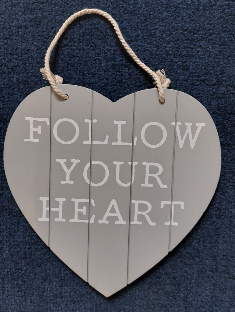 Houten hart "Follow your heart", Ophalen of Verzenden, Zo goed als nieuw
