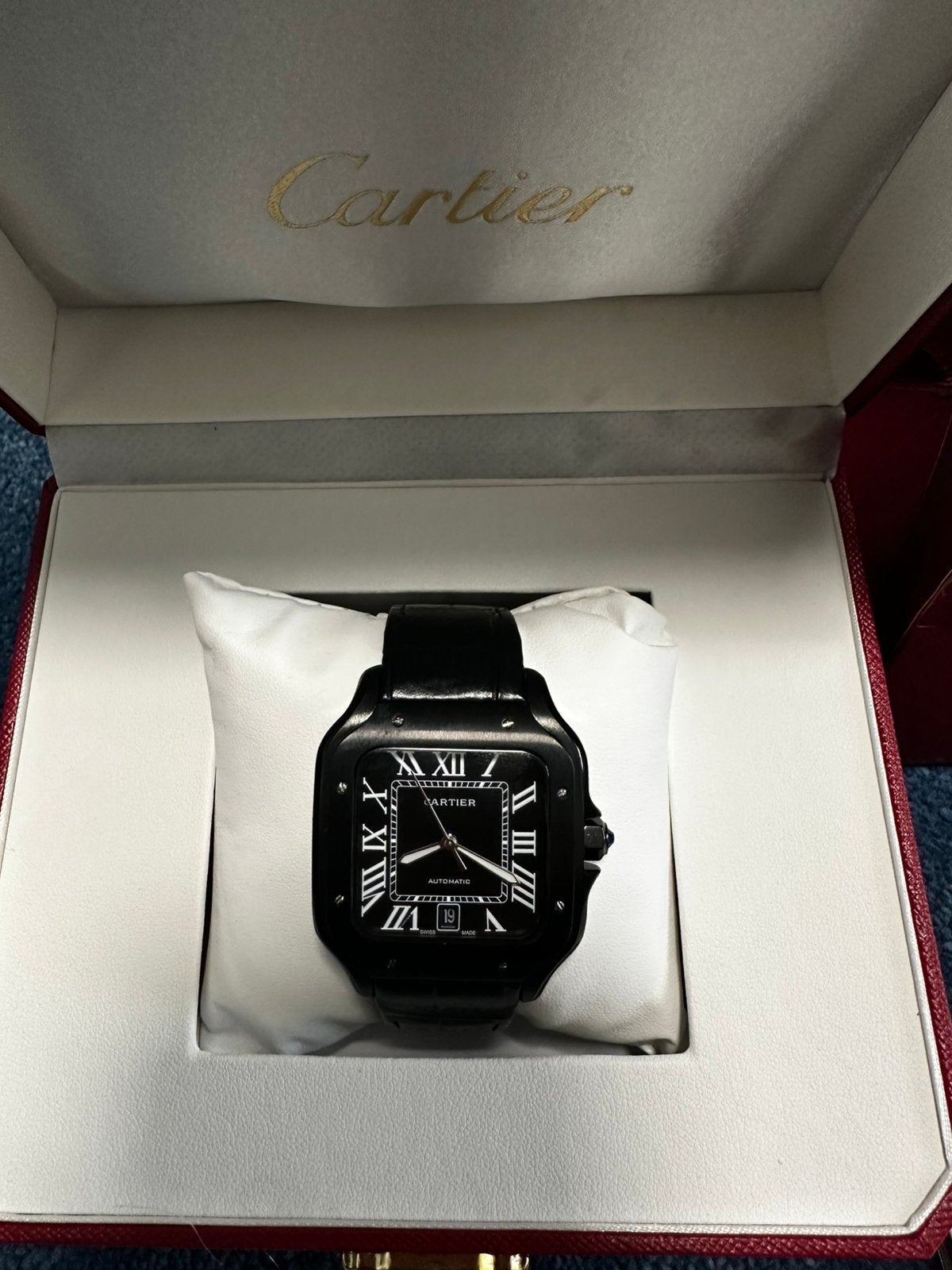 Cartier santos horloge, Ophalen of Verzenden, Zo goed als nieuw, Leer, Overige merken