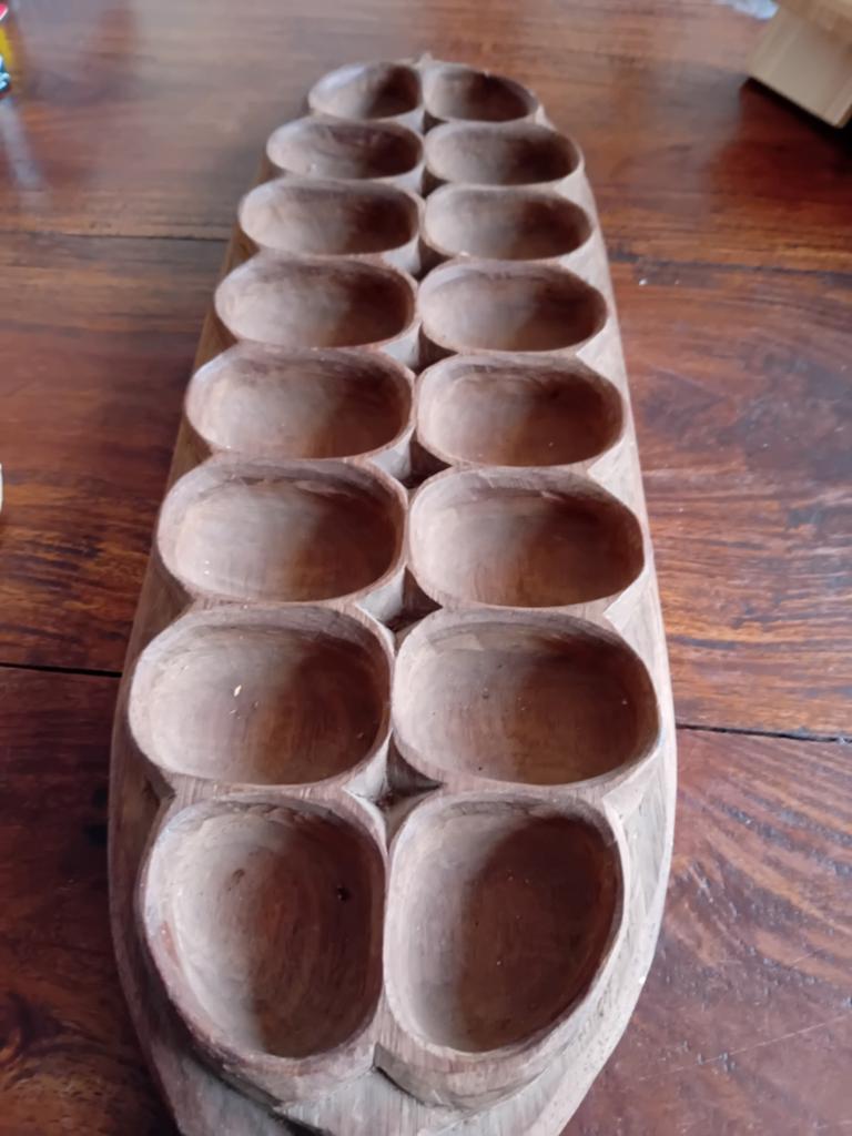 Bao Afrikaans spel - Houten Mancala bordspel, Een of twee spelers, Ophalen, Zo goed als nieuw, Onbekend