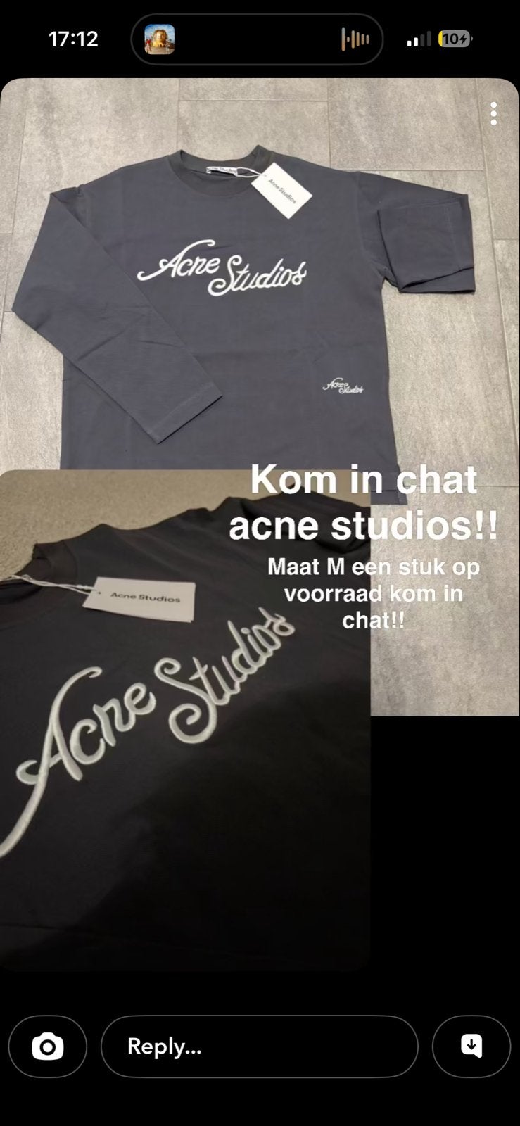 Acne Studios Longsleeve Maat M Nieuw, Ophalen of Verzenden, Nieuw, Maat 48/50 (M), Grijs