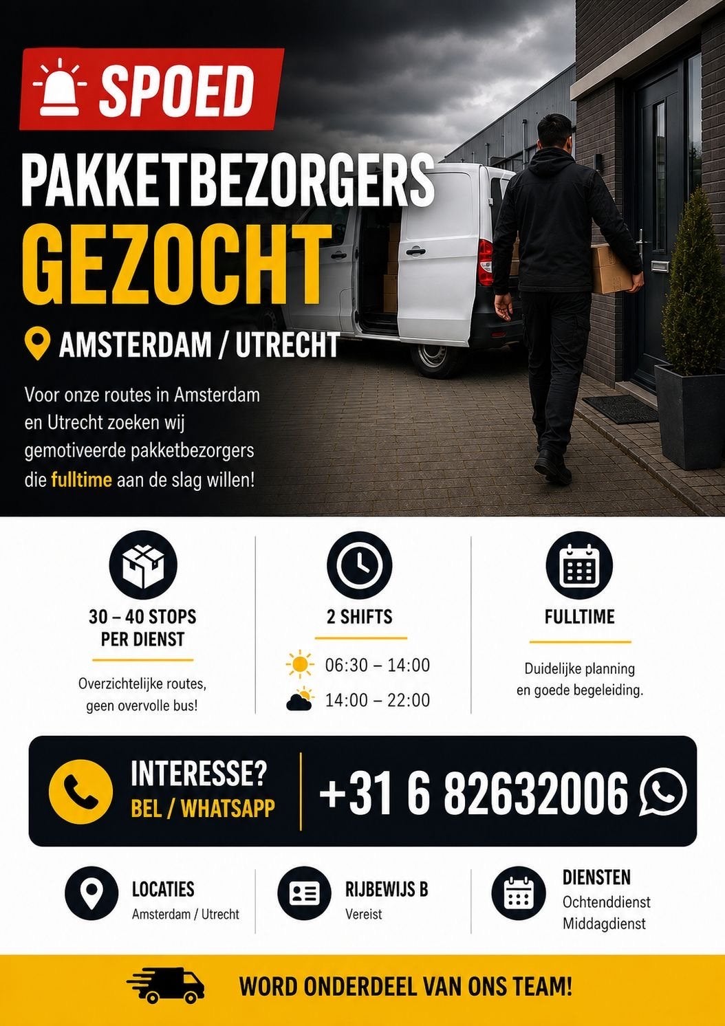 Pakketbezorgers Gezocht: Amsterdam / Rotterdam, Vacatures