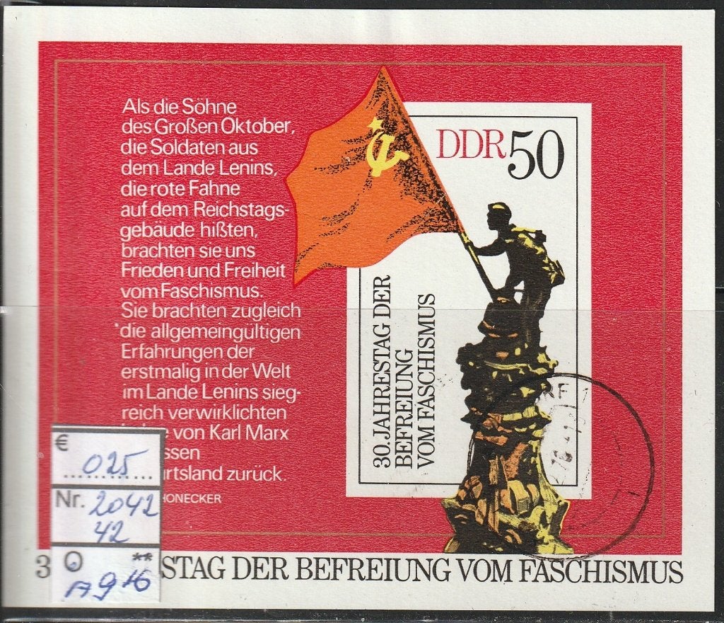 DDR Bevrijding van Fascisme Blok 42 Michel 2042 Nr.A916g, Verzenden, DDR, Gestempeld