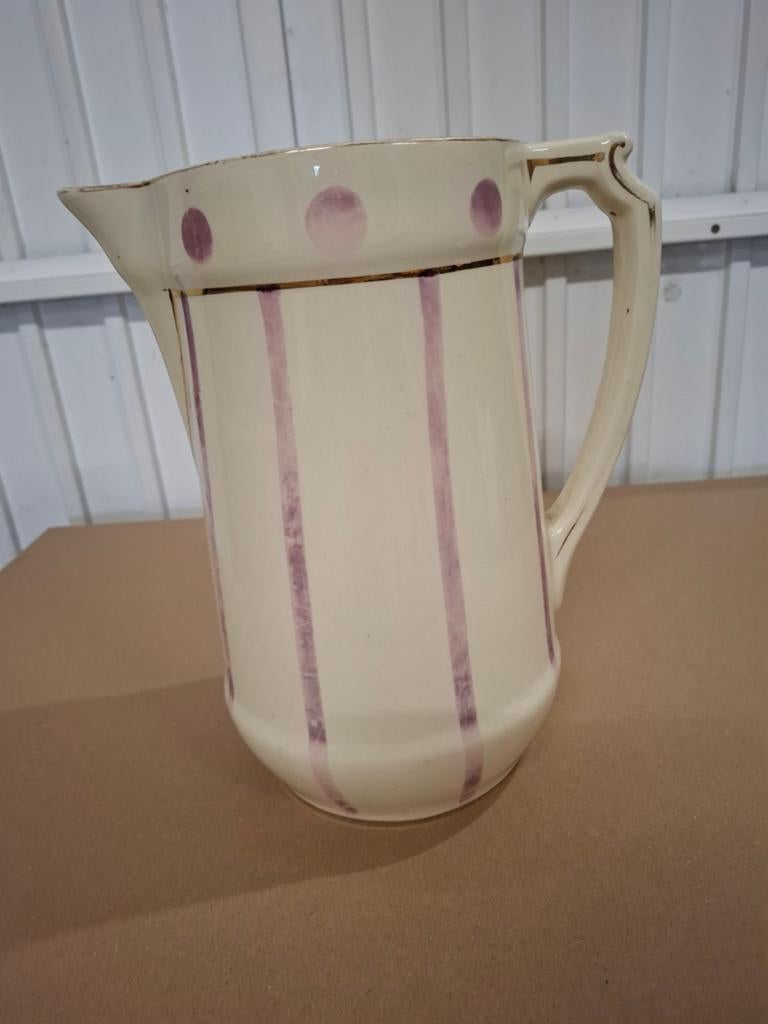 Vintage lampetkan met rose strepen en stippen, Ophalen of Verzenden