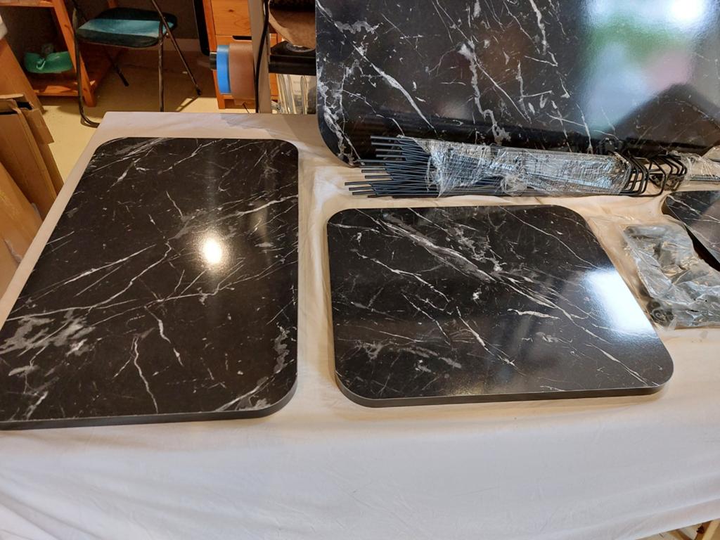 Salontafel met 3 bijzettafels marmerlook, Minder dan 55 cm, ., Zo goed als nieuw, .