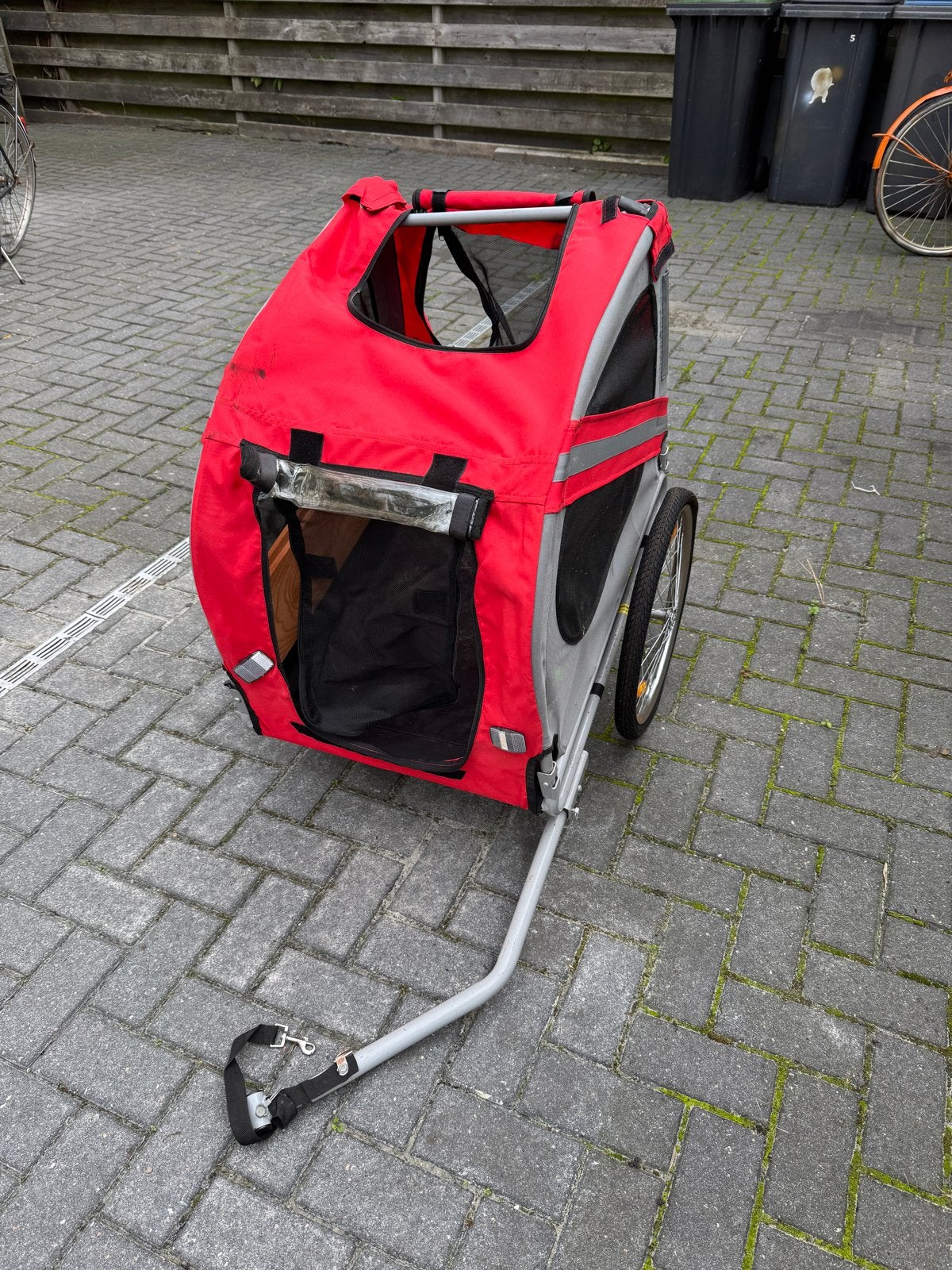 Hondenfietskar - Rood en Grijs, Ophalen, Gebruikt, Hondenkar, 20 tot 40 kg