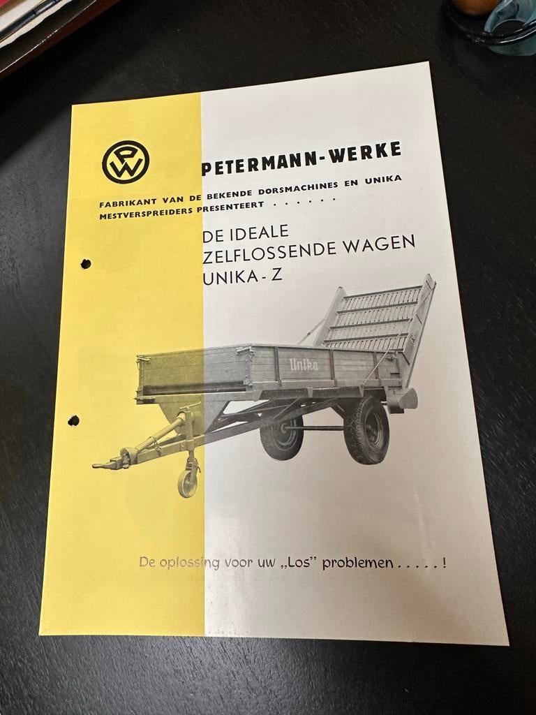 Oude folder Petermann-Werke Unika-Z mestverspreider jaren 60, Ophalen of Verzenden, Gebruikt, Overige typen