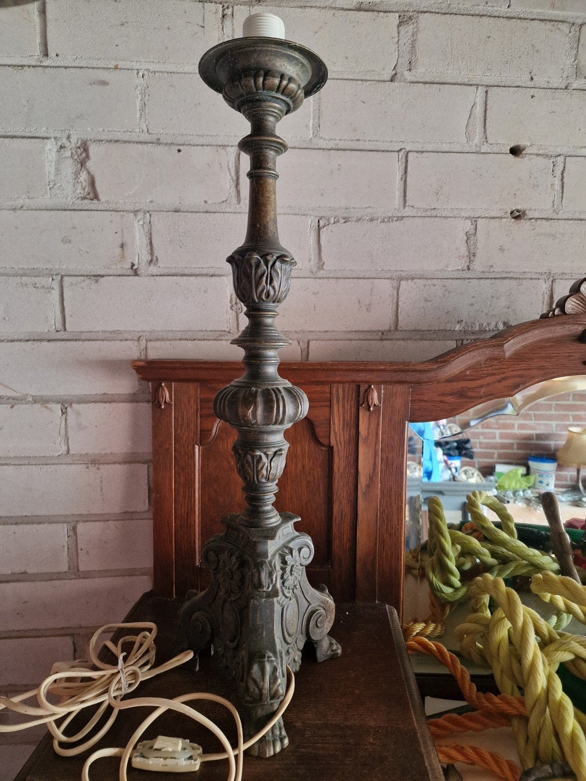 Bronzen lampenvoet, 65 cm hoog, Ophalen of Verzenden