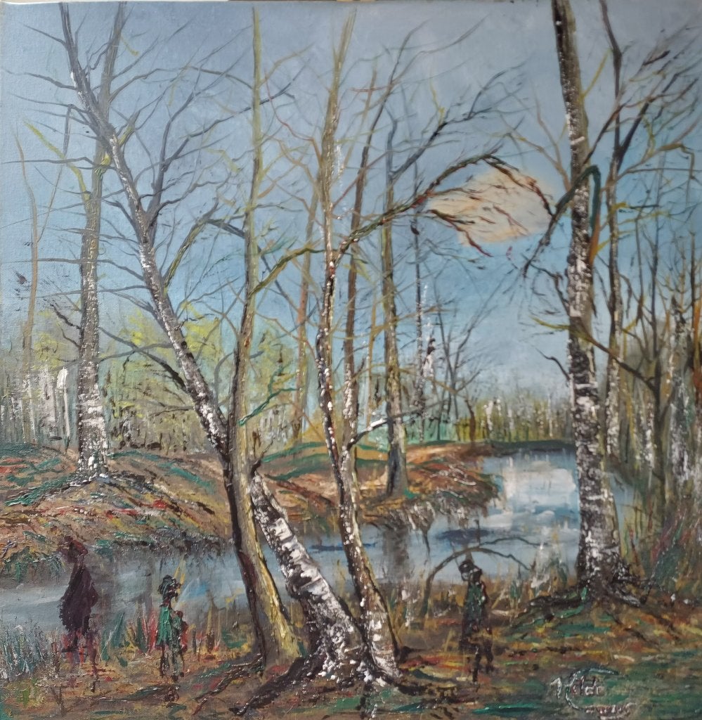 Schilderij bos, olieverf, nieuw., Antiek en Kunst, Ophalen, Handgeschilderd