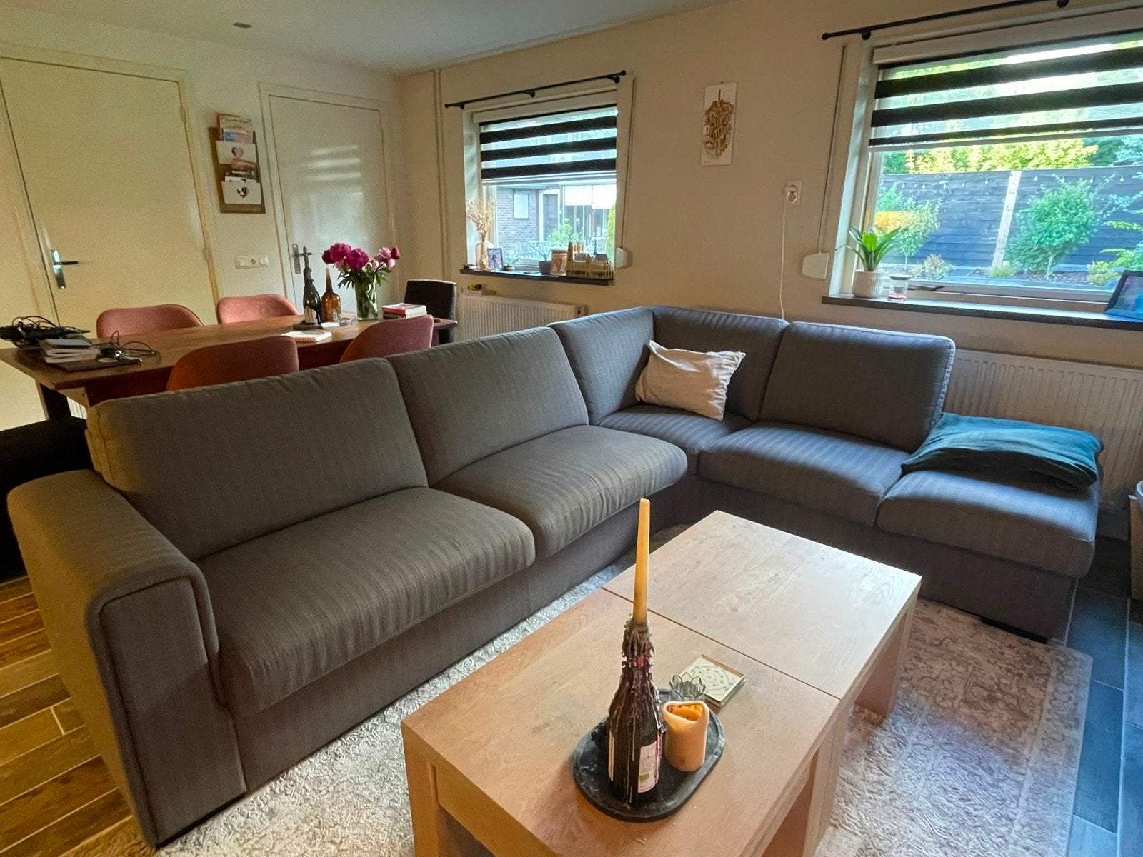 Comfortabele bank met loungedeel, Ophalen, 250 tot 300 cm, Gebruikt, Hoekbank