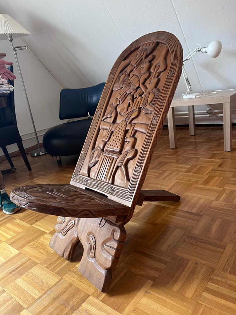 Chief chair uit Nigeria teak antiek!, Antiek en Kunst, Antiek | Meubels | Stoelen en Banken, Ophalen of Verzenden