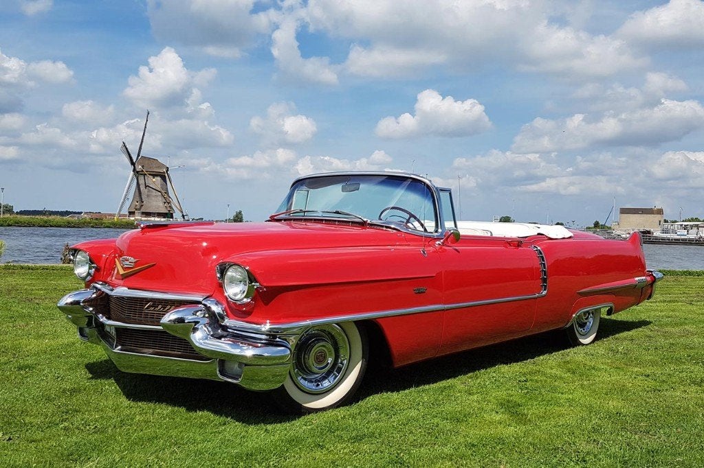 1956 Cadillac Convertible in topstaat! Dream Machine, Achterwielaandrijving, Cabriolet, 285 pk, Leder