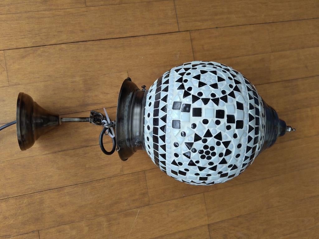 Mozaïek hanglamp zwart-wit, Oosterse stijl, Ophalen, Gebruikt, 50 tot 75 cm, Glas