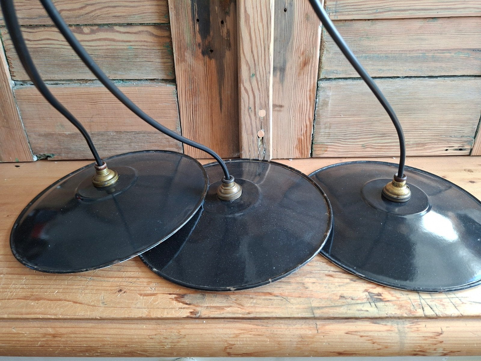 franse Schotel lampen, zwarte emaille hanglamp, Ophalen of Verzenden