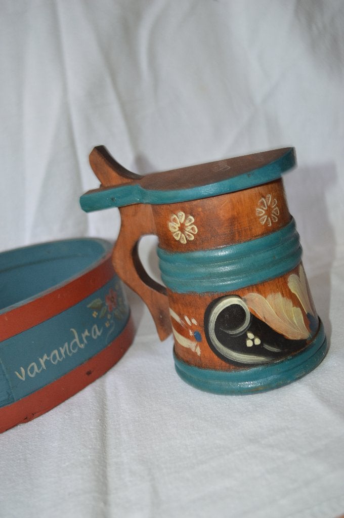 hele mooie vintage ZWEEDSE houten Stånka kurbits beschilderd, Ophalen of Verzenden
