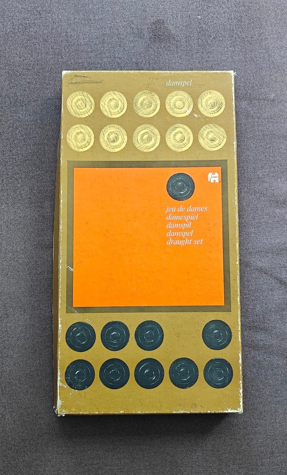 Vintage Dambord met Damstenen - Compleet Spel, Een of twee spelers, Ophalen of Verzenden, Gebruikt, Onbekend