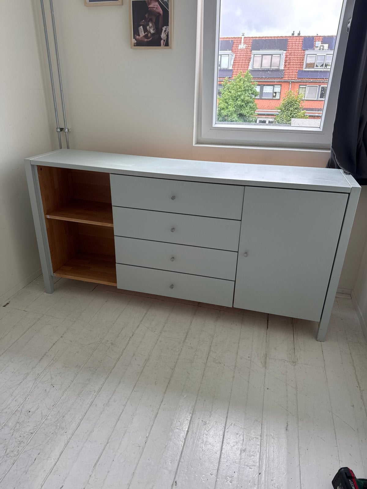 Commode/kast met lades en open vakken, Huis en Inrichting, Ophalen, Gebruikt, 150 tot 200 cm, Met lade(s)