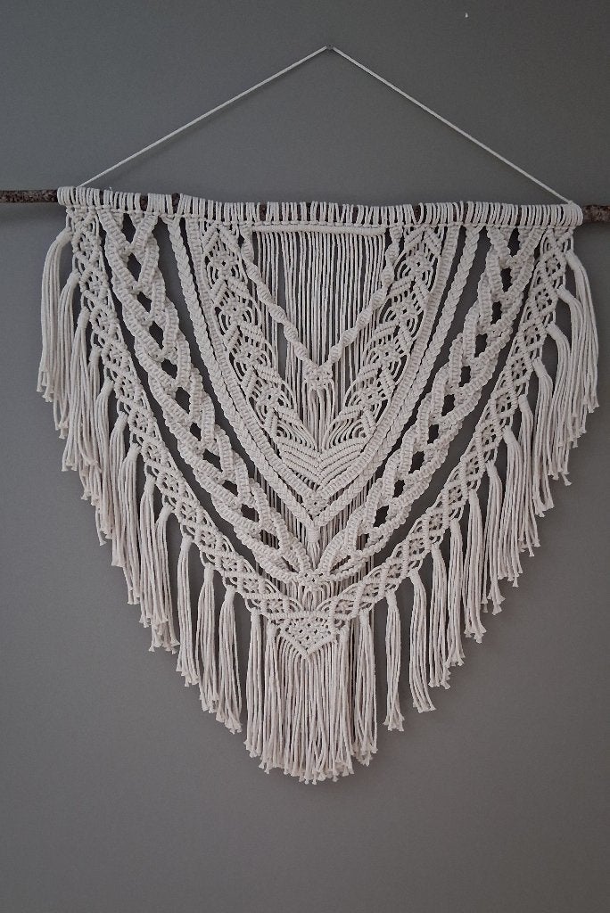 Handgemaakte Macramé Wandhanger Luna Weave - Naturel, Beige, 90 cm, Nieuw, Ophalen of Verzenden