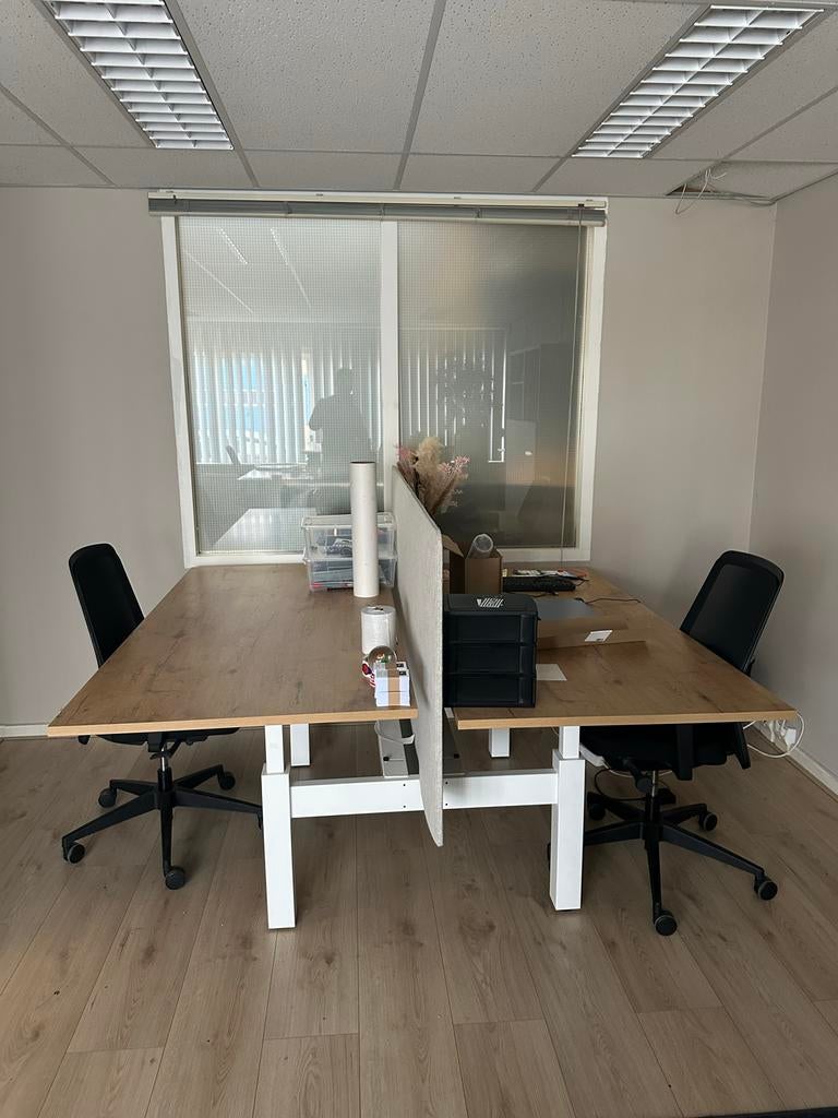 Gispen Duo Bench Bureau met Vilten Tussenwand, Ophalen of Verzenden, Gebruikt