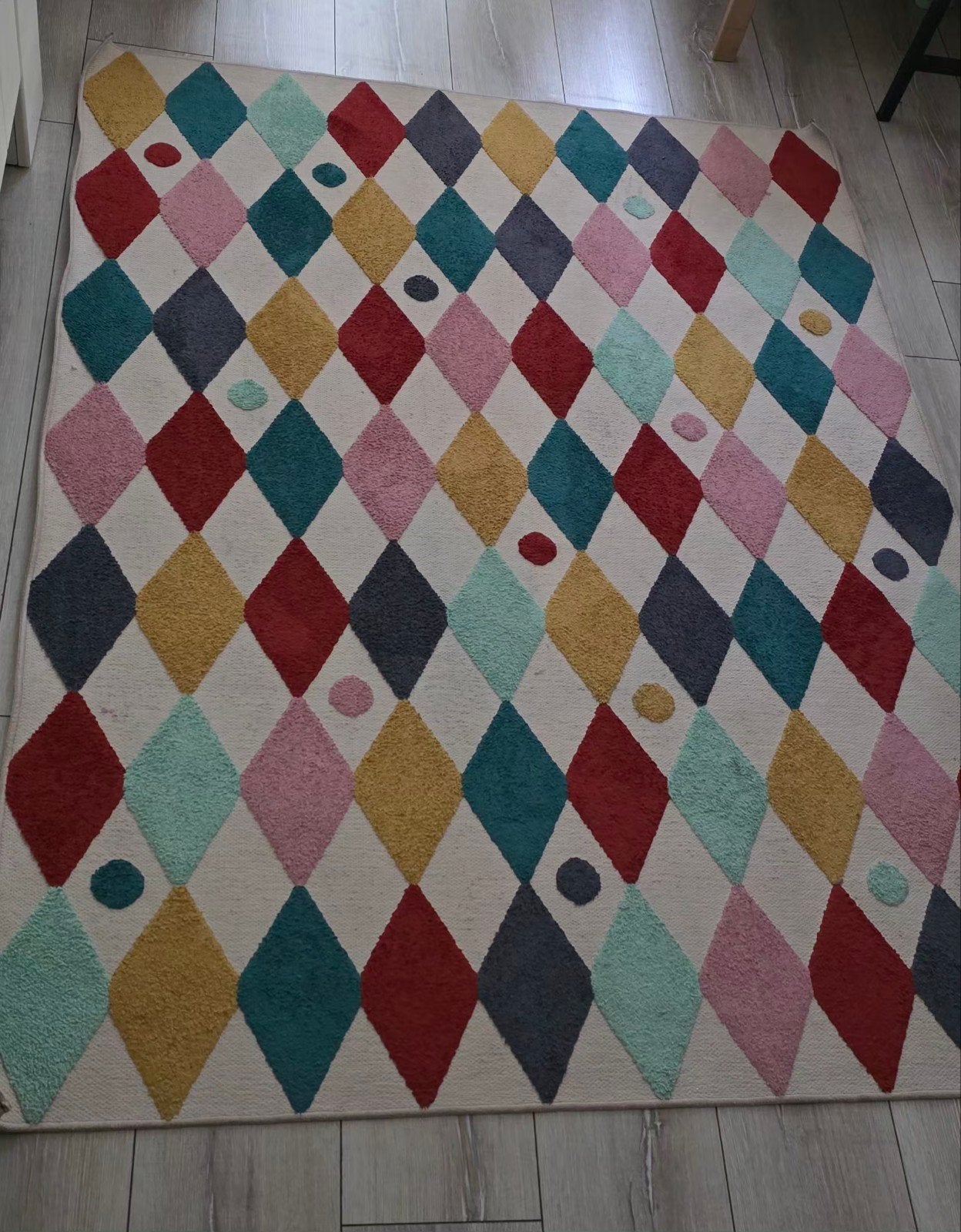 IKEA vloerkleed 130x160 cm - kleurrijk, Huis en Inrichting, Ophalen, Gebruikt, 100 tot 150 cm, Geel