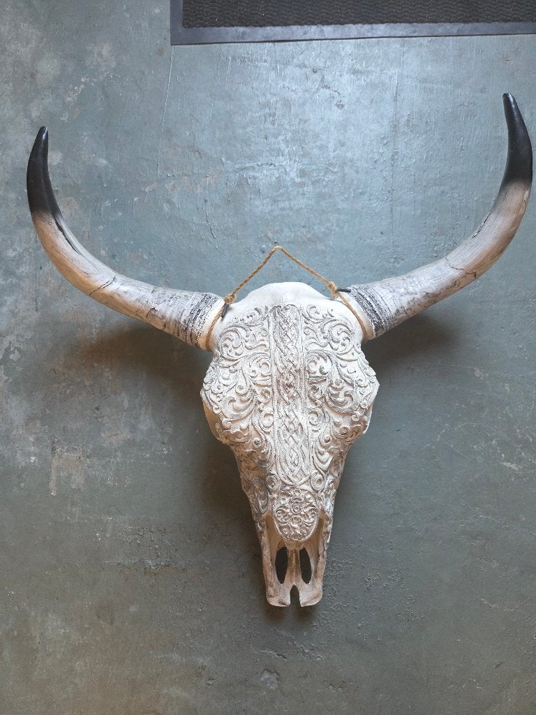 Skull, Wandhanger, Zo goed als nieuw, Wit, 60 cm