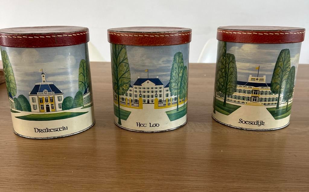 Set van 3 Hollandse blikken met koningshuis gebouwen, Verzamelen, Blikken, Ophalen of Verzenden, Gebruikt, Overige, Overige merken