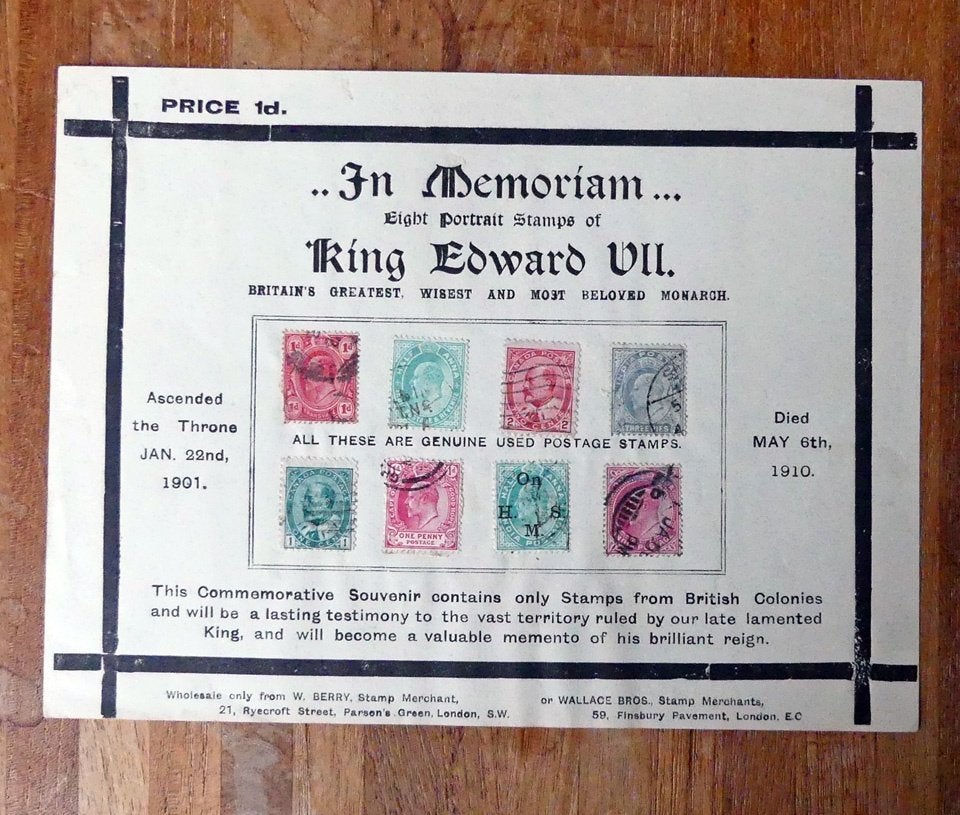 Edward VII postzegels commemorative souvenir 1910, Ophalen of Verzenden, Gebruikt, Buitenland, Postzegel(s) of Munt(en)