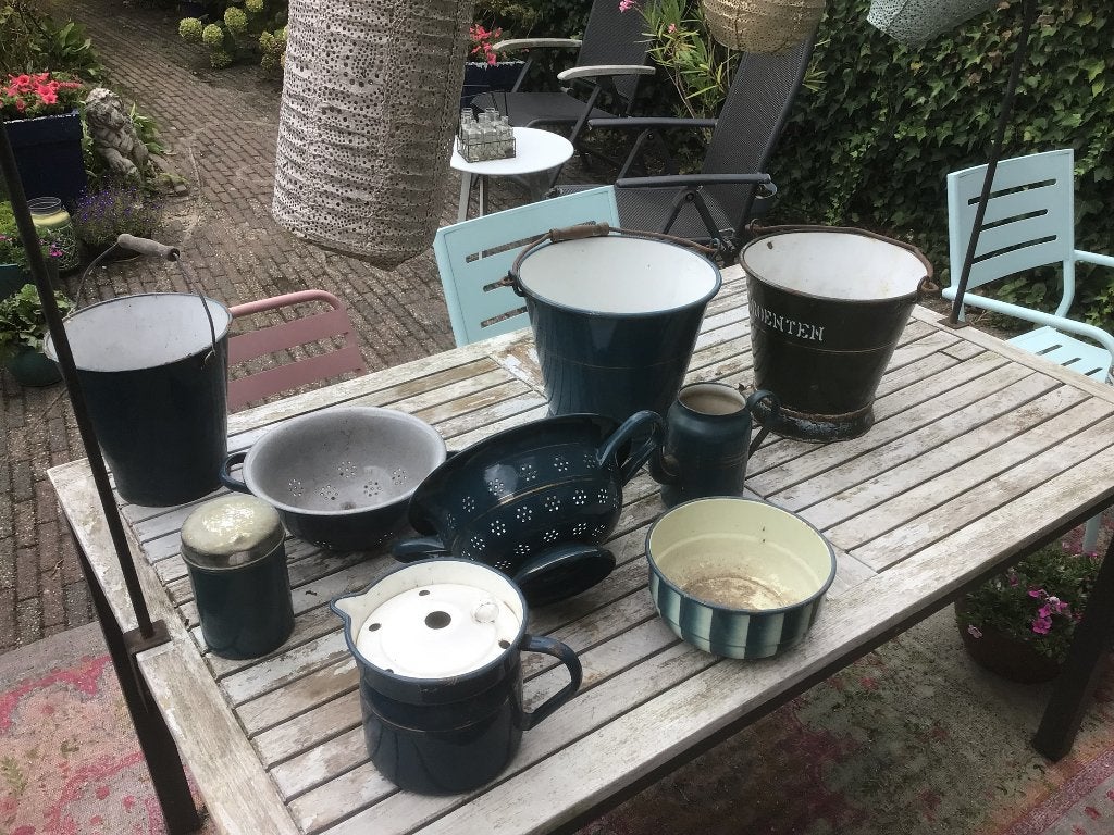 Petrol blauw emaille, Antiek en Kunst, Ophalen of Verzenden