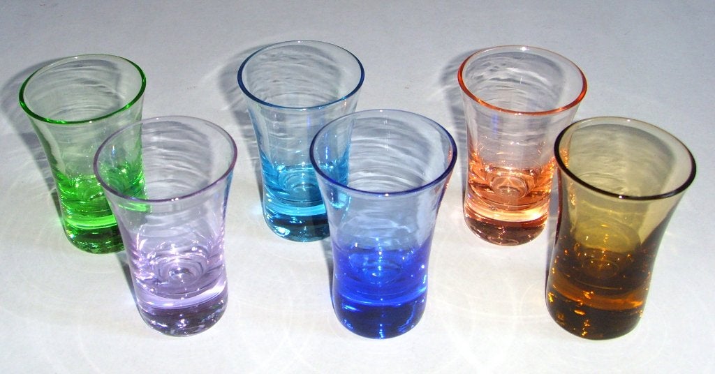 Set van zes kleuren borrelglazen, nieuw., Ophalen of Verzenden