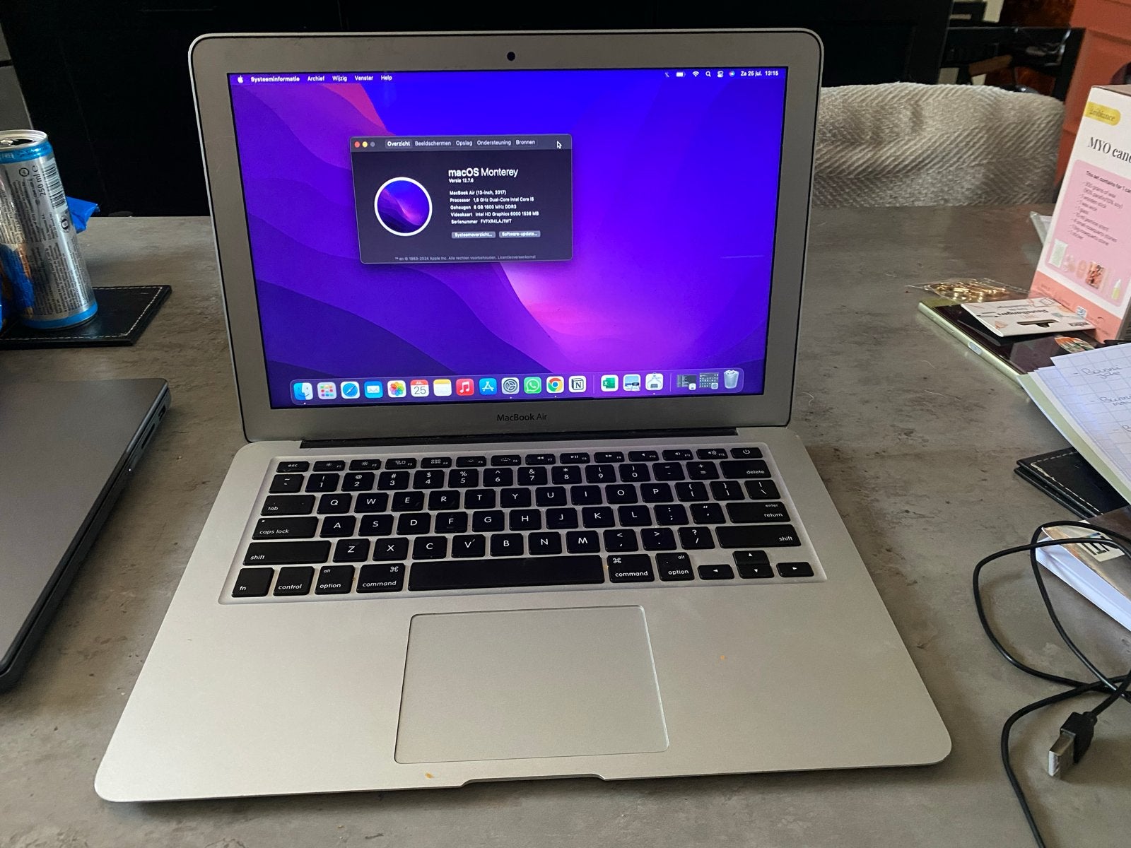 MacBook Air 13-inch (2017), Ophalen, Gebruikt, Qwerty, 8 GB