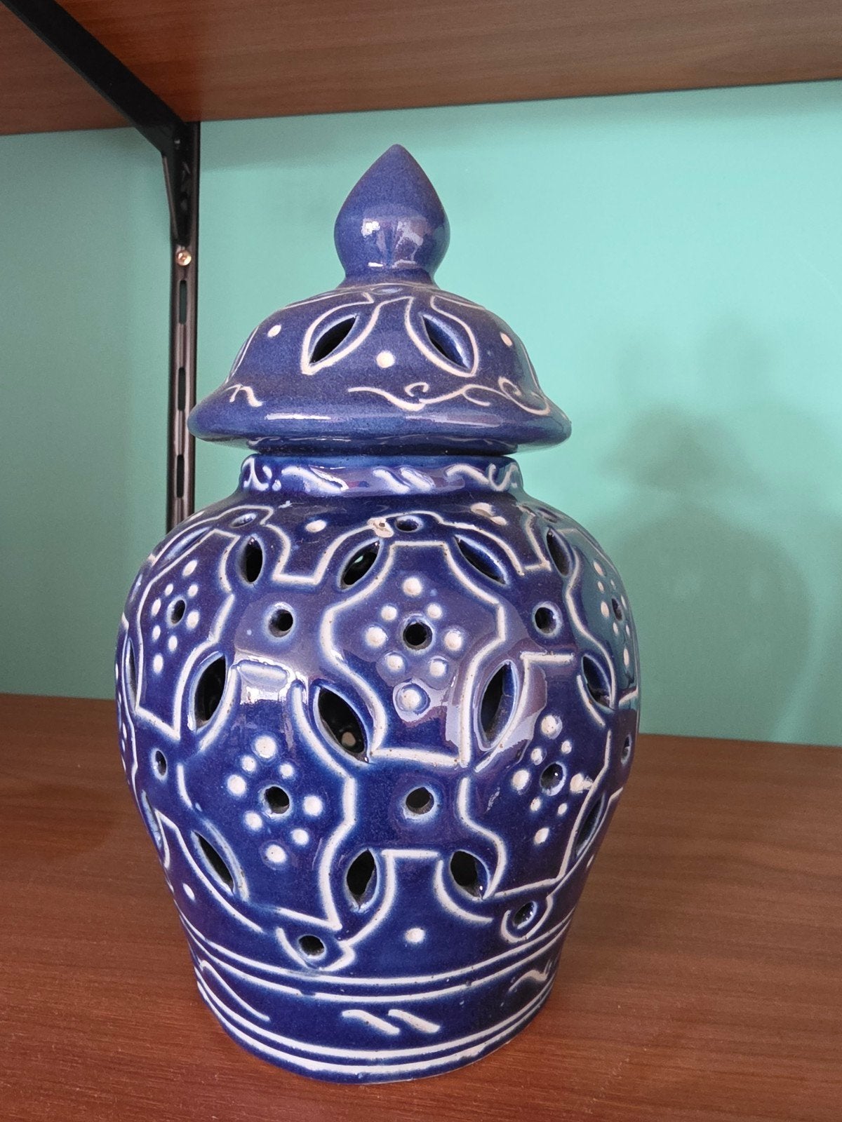 Decoratieve blauwe pot met deksel, Antiek en Kunst, Ophalen