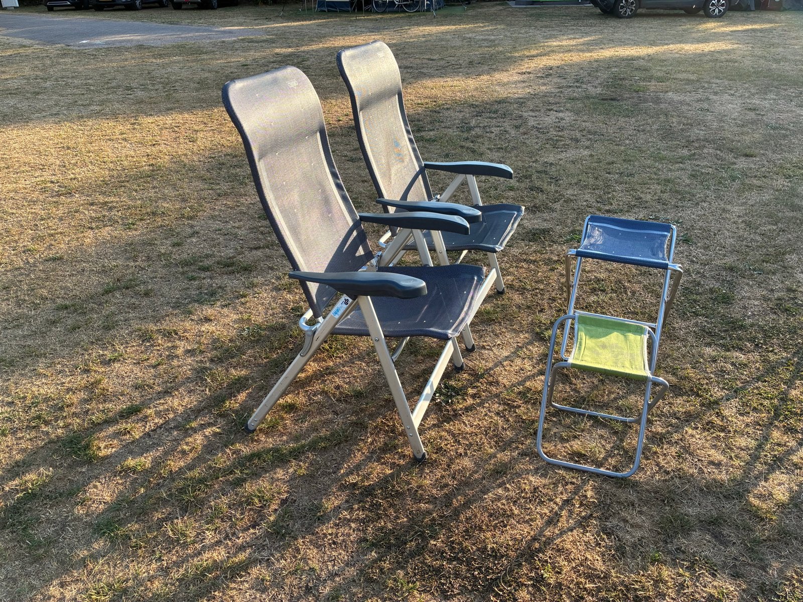 Crespo lichtgewicht klapstoelen (2 stuks) met voetenbankjes, Ophalen, Gebruikt