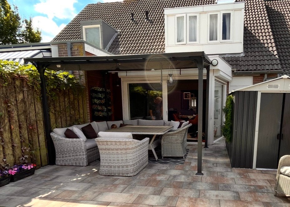 Veranda - Terrasoverkapping met schaduwdoeken en zijwand, Tuin en Terras, Overkappingen, Ophalen, Gebruikt, Overige typen