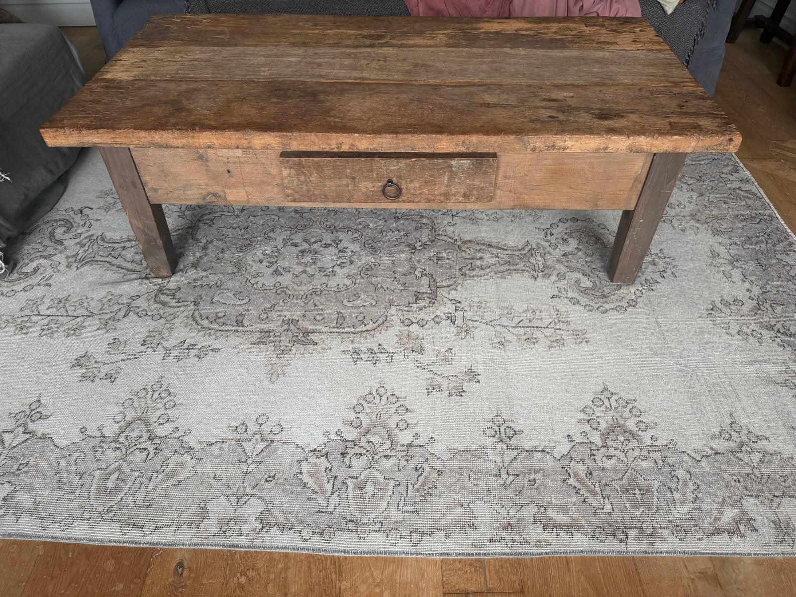 Antieke teakhouten salontafel van Hoffz, Ophalen, 100 tot 150 cm, Teakhout, 50 tot 100 cm