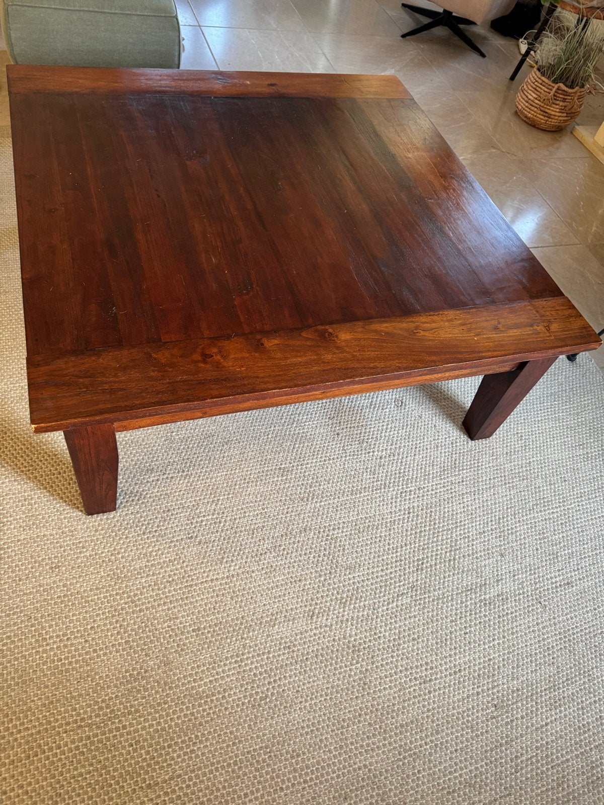 Vierkante salontafel met lade - 120x120cm, Ophalen, Gebruikt, 100 tot 150 cm, Vierkant