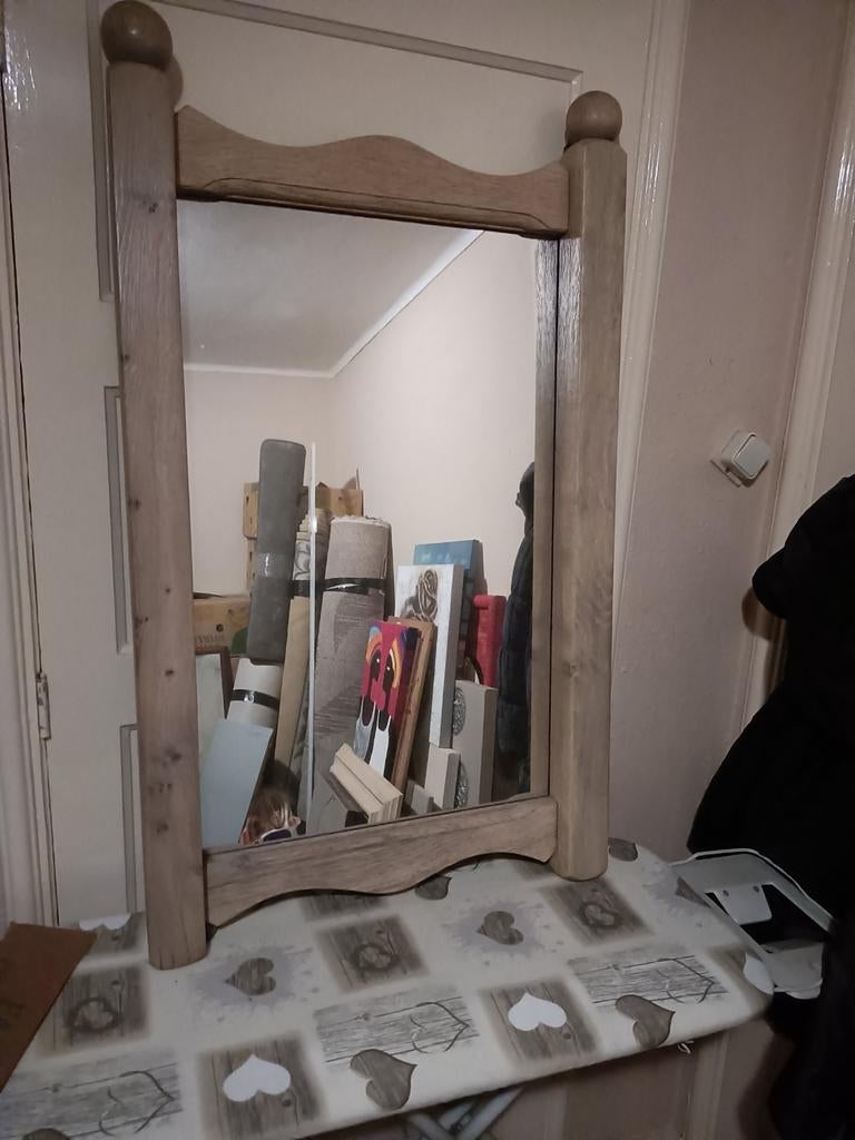 Leuke eiken Spiegel, Huis en Inrichting, Woonaccessoires | Spiegels, Ophalen, Zo goed als nieuw, Rechthoekig