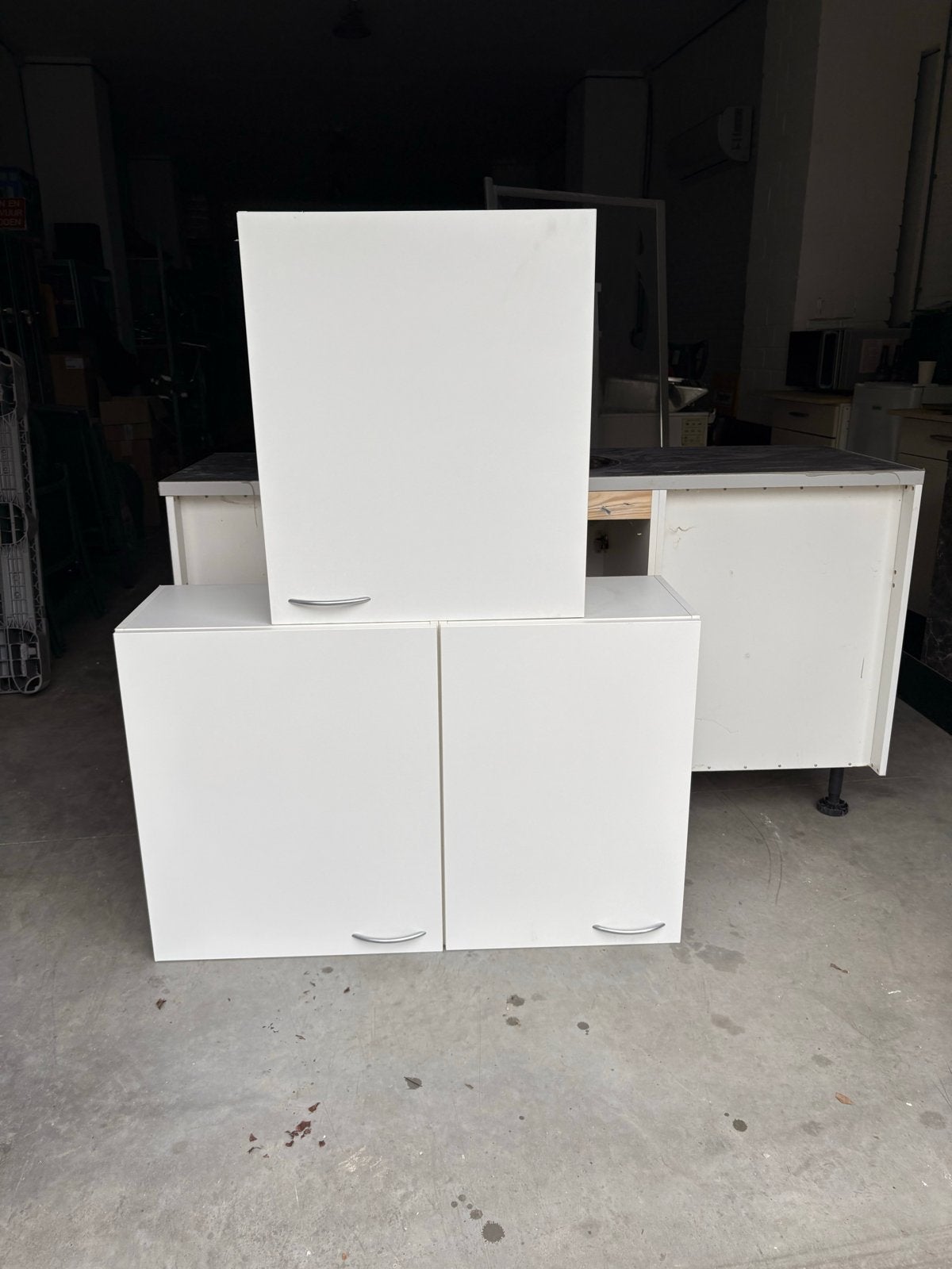 Bribus Keukenblok 3x3 met spoelbak en kasten, Ophalen, Gebruikt, Wit, Enkelwandige keuken