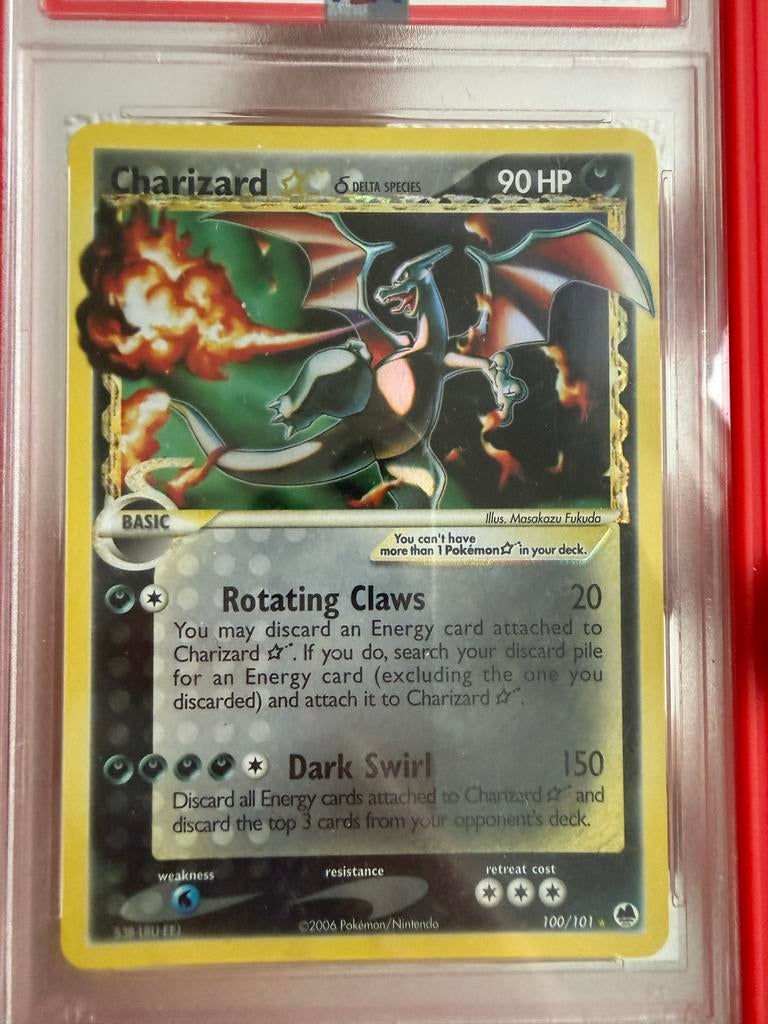 Charizard Gold Star PSA 5 - Delta Species Pokémon Kaart, Ophalen, Gebruikt, Losse kaart, Foil
