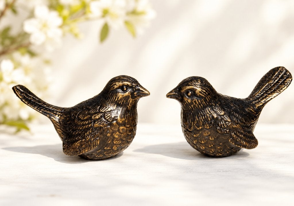 WINTERKONINKJE / VOGEL / Bronzen tuinbeeld, Nieuw, Info@huisentuindecoratiemarie.nl, Huis en tuin decoratie marie, Dierenbeeld