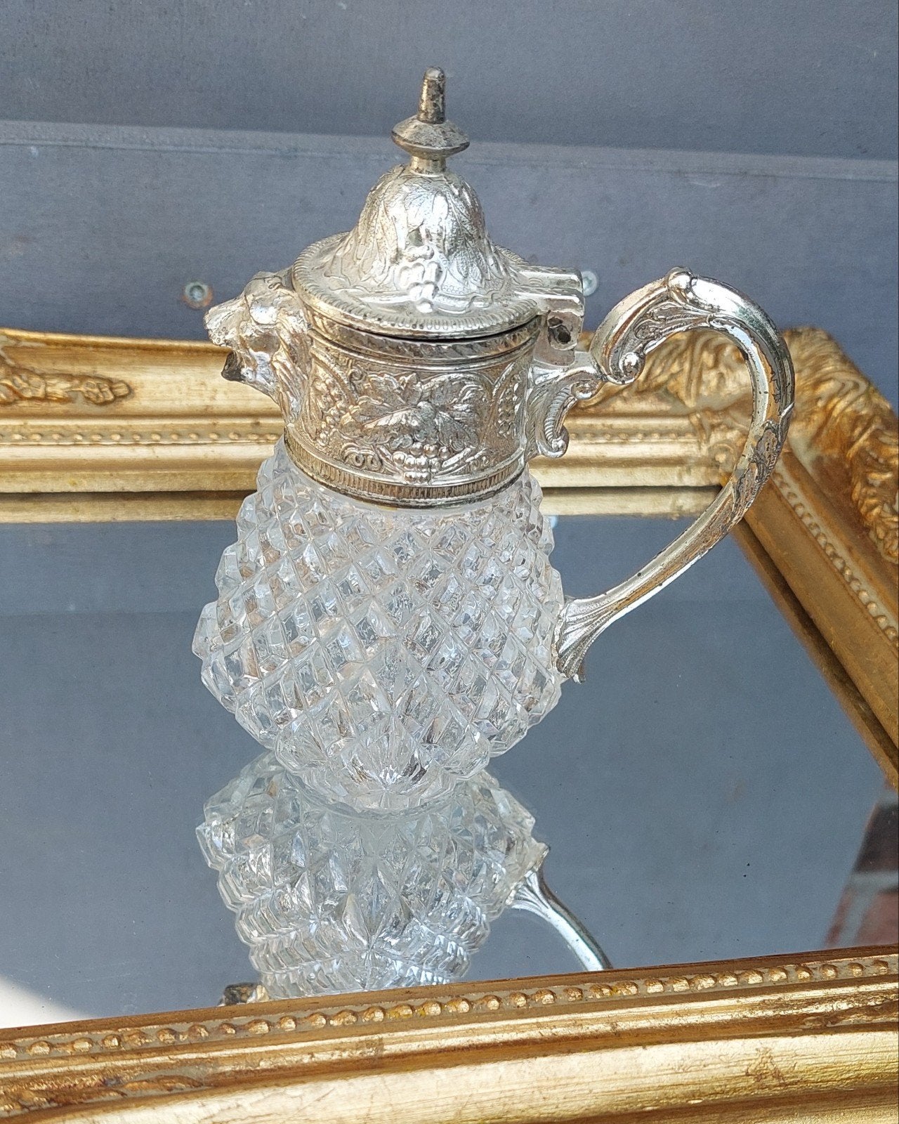 vintage jaren 60 geslepen glazen siroop/ melk kannetje, Antiek en Kunst, Ophalen of Verzenden