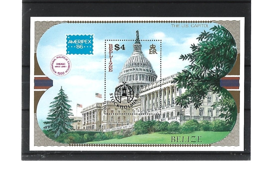 NR 558 BELIZE BLOK MET OPDRUK POSTFRIS, Postzegels en Munten, Verzenden, Postfris, Midden-Amerika