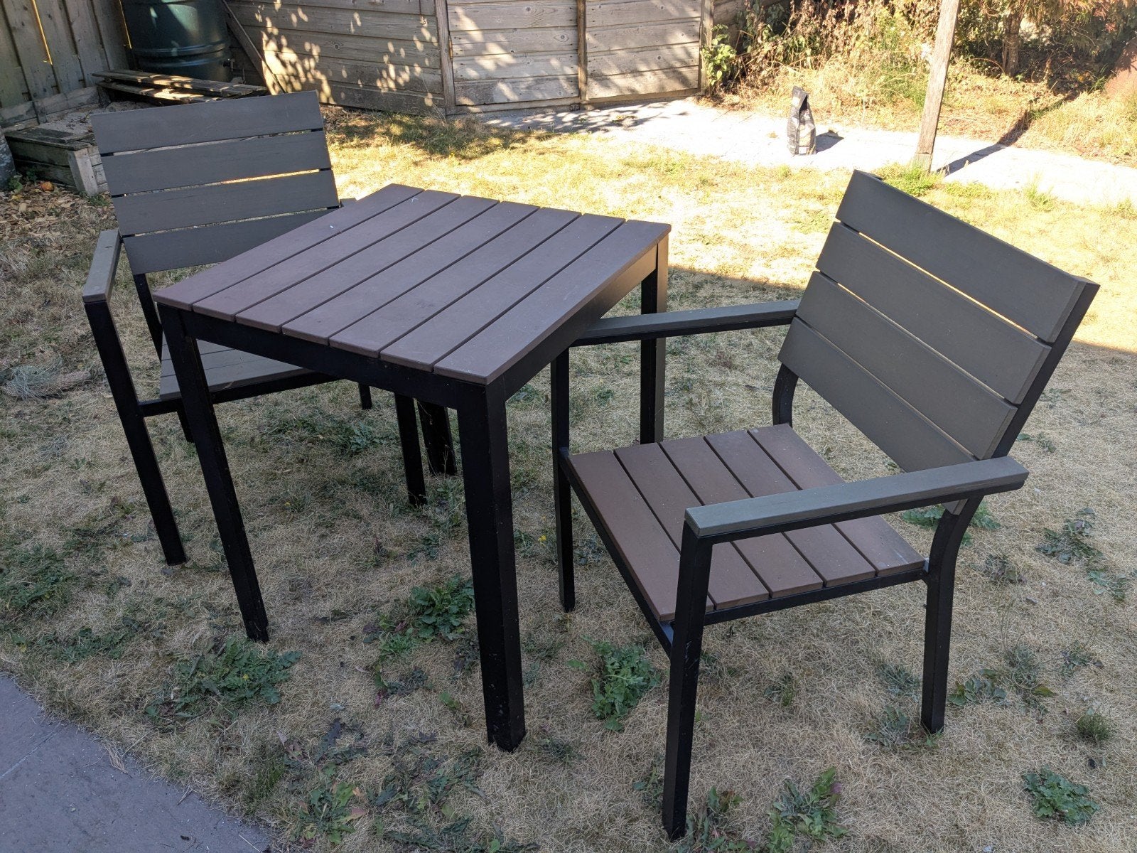 Compacte tuinset met een tafel en twee stoelen, Tuin en Terras, Tuinsets en Loungesets, Ophalen, Gebruikt, 2 zitplaatsen, Tuinset
