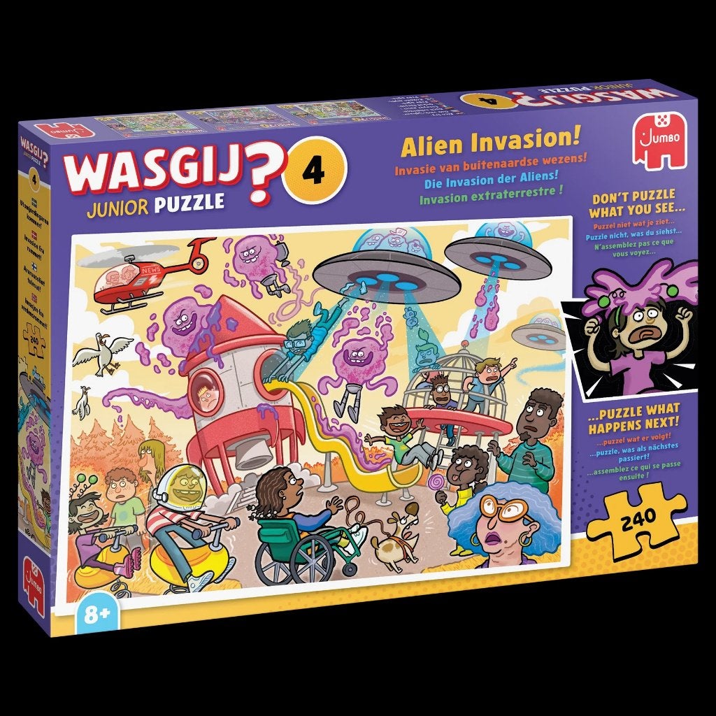 Wasgij Junior 4: Invasie van buitenaardse wezens 240 stukjes, Kinderen en Baby's, Speelgoed | Kinderpuzzels, ., Nieuw, ., 6 jaar of ouder