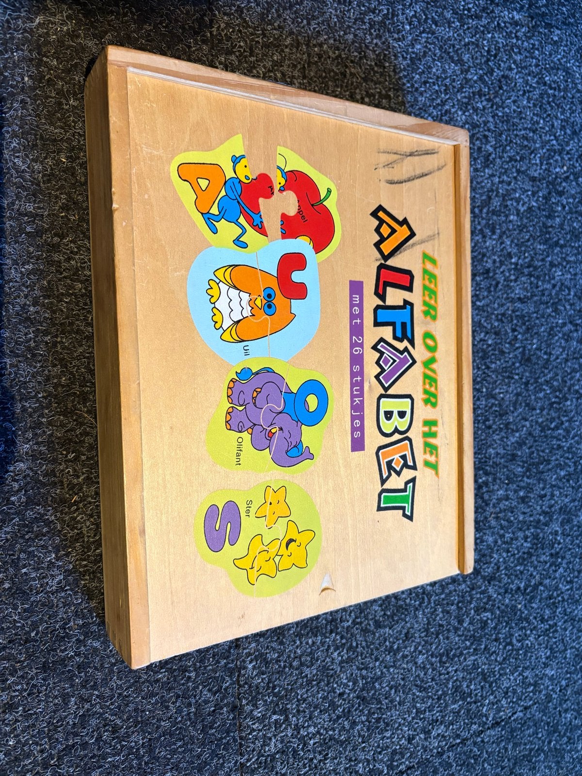 Houten Alfabet Puzzel - Leer Letters en Woorden, Ophalen of Verzenden, Gebruikt, Puzzelen